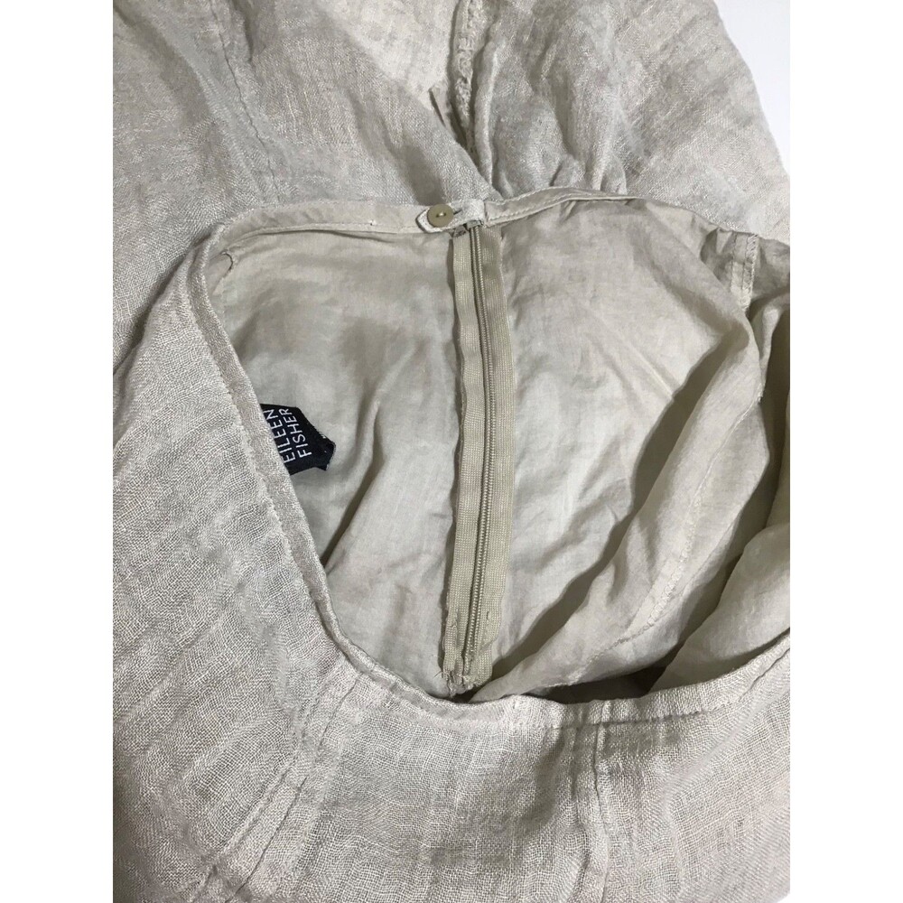 Eileen Fisher Linen Skirt Womens Med Beige Milkmaid Fairy Grunge Y2K Fringed Hem - Picture 11 of 16